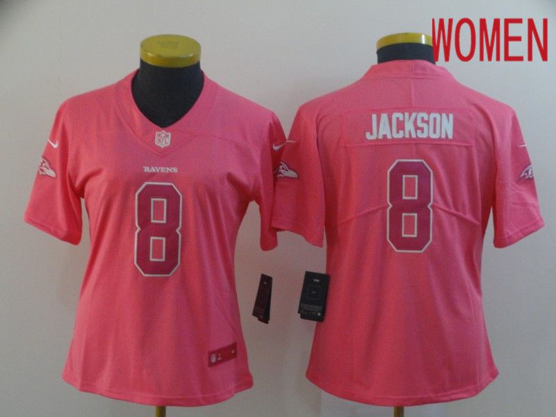 Women Baltimore Ravens 8 Jackson Pink Nike Vapor Untouchable Limited NFL Jersey
